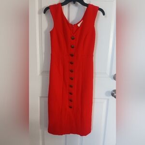 Maeve Strapless Button-Front Red Midi Dress